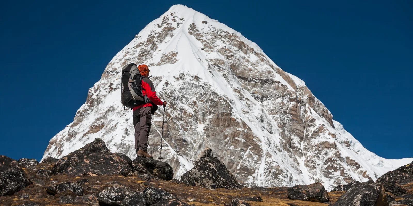 Island Peaks face admiring the Trekker